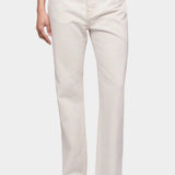 DALA Calla mid rise straight ankle jeans in salt, front detail showing waistband, pockets, and relaxed straight leg