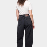 DALA Lido Ankle Jean Hurricane back view in washed black organic cotton barrel leg denim