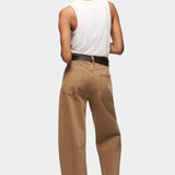 DALA Lido Ankle Jean in Oak Brown, back view showing patch pockets, curved legs and ankle length hems.