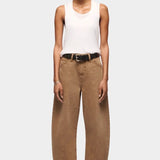 DALA Lido Ankle Jean in Oak Brown, full front view showing barrel legs and panel seams, from YUCCA Denver.