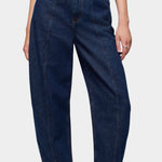 DALA Lido Ankle Jean Rinse dark indigo barrel leg jeans in rigid organic cotton denim