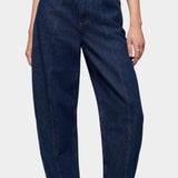 DALA Lido Ankle Jean Rinse dark indigo barrel leg jeans in rigid organic cotton denim