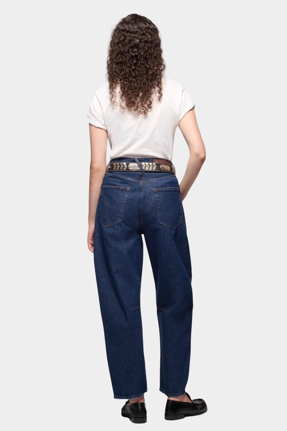 DALA Lido Ankle Jean Rinse back view, dark wash barrel leg jeans at YUCCA Denver