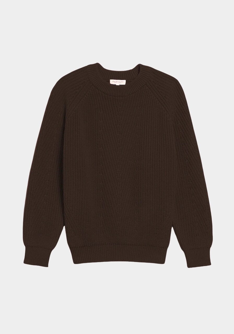 Demylee - Chelsea Solid Cotton Sweater - Espresso - Knitwear - YUCCA, women’s clothing boutique near me, quality sweaters.