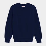 DEMYLEE Chelsea Organic Cotton Sweater Navy front product view showing herringbone ribbing