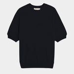 DEMYLEE Irelia Cashmere Top Black front front product view with short raglan sleeves at YUCCA Denver