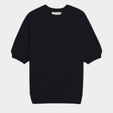 DEMYLEE Irelia Cashmere Top Black front front product view with short raglan sleeves at YUCCA Denver