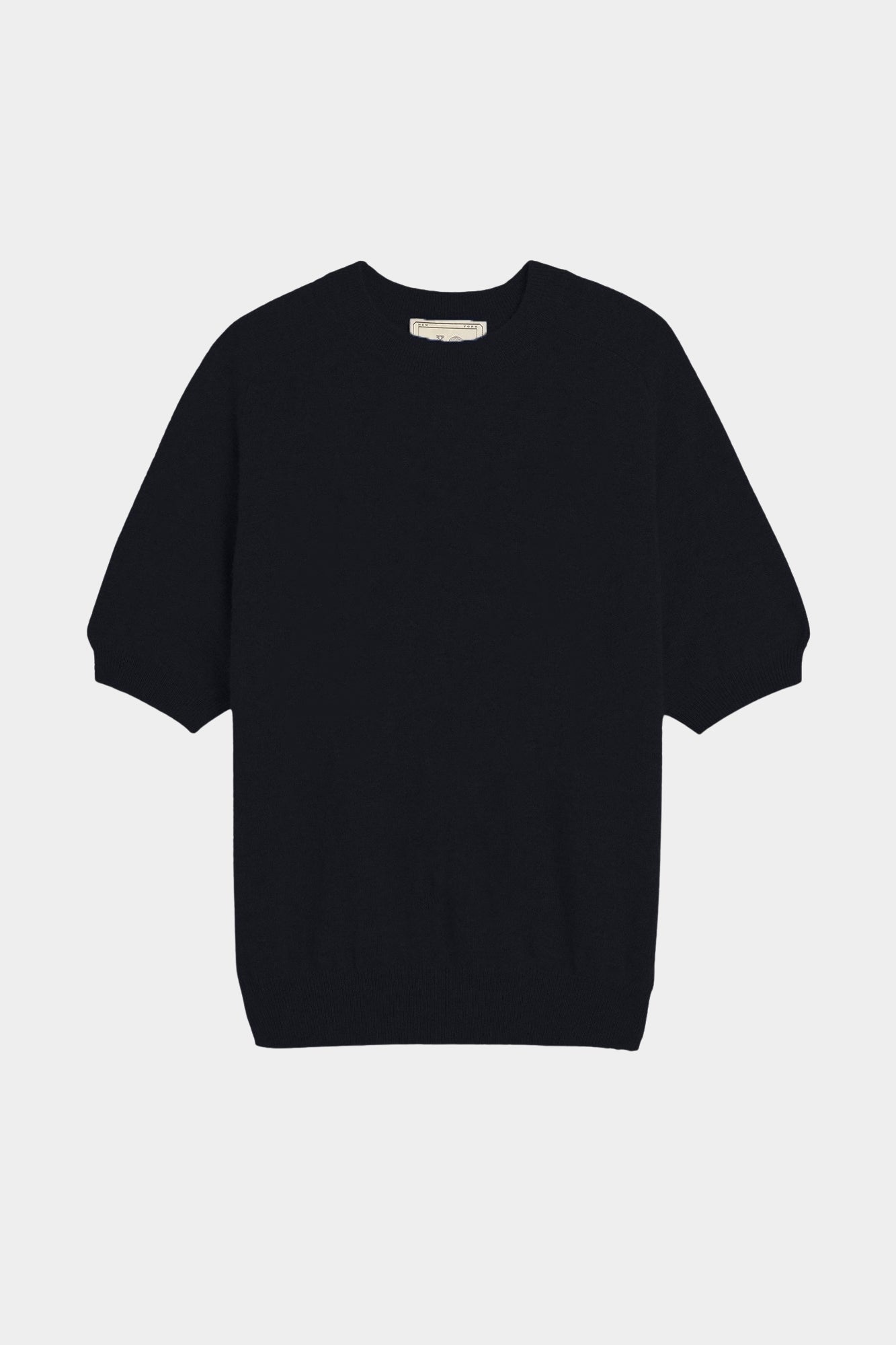 DEMYLEE Irelia Cashmere Top Black front front product view with short raglan sleeves at YUCCA Denver