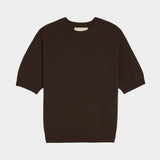 DEMYLEE Irelia Cashmere Top Espresso front product view with ribbed trim at YUCCA Denver