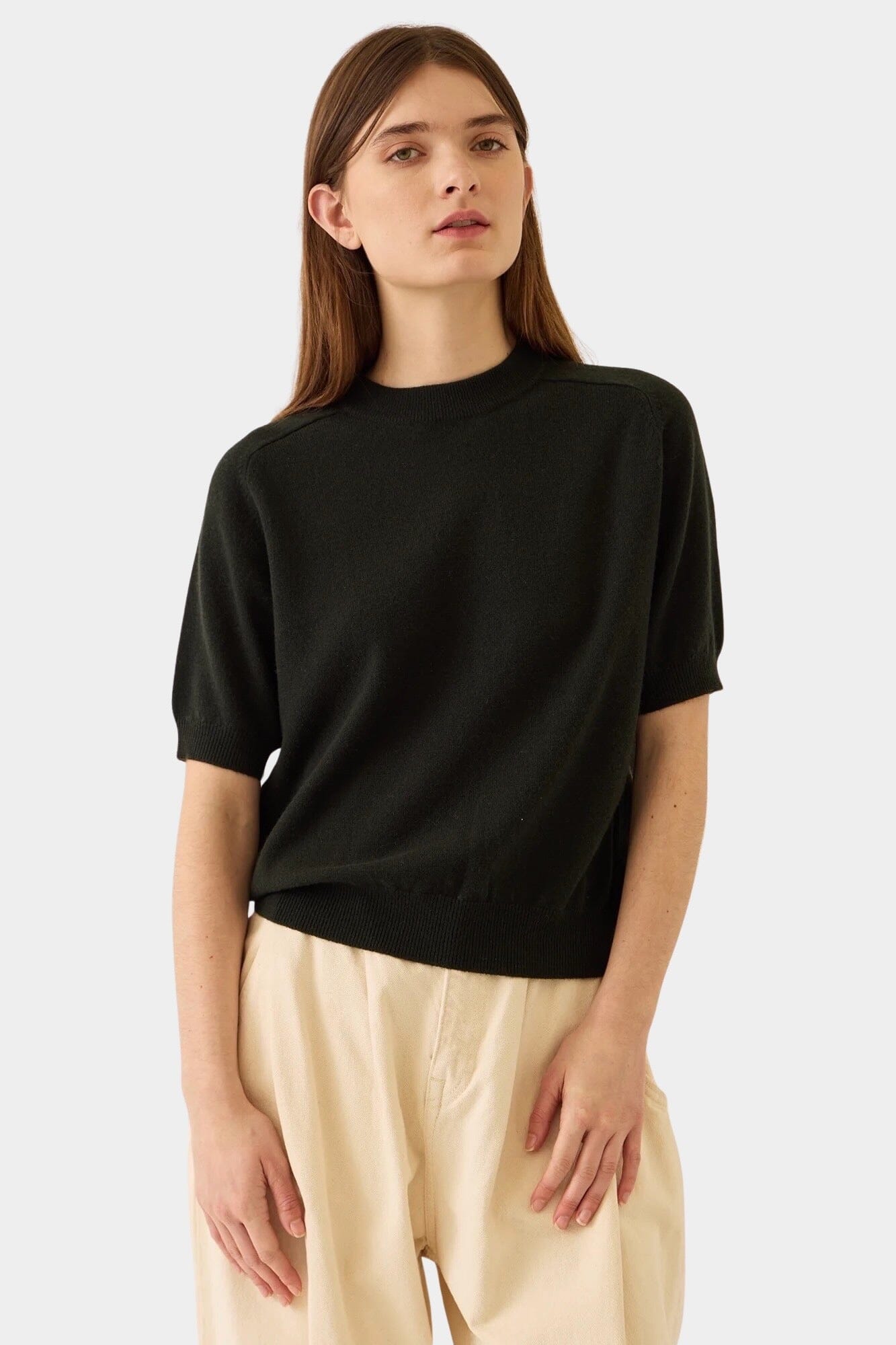 Demylee - Irelia Cashmere Top - Dark Pine - Tops & Tees - YUCCA, clothing boutique near me, women’s high quality sweaters.