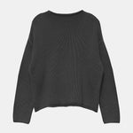 DEMYLEE Lamis Cotton Sweater Black front product view showing rolled knit edges