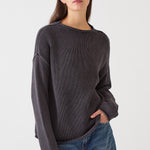 DEMYLEE Lamis Cotton Sweater Black relaxed three-quarter view with dropped shoulders