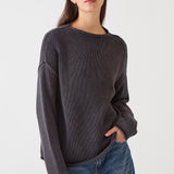 DEMYLEE Lamis Cotton Sweater Black relaxed three-quarter view with dropped shoulders