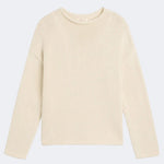 DEMYLEE Lamis washed cotton sweater in off white with oversized fit and rolled edge neckline