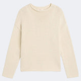 DEMYLEE Lamis washed cotton sweater in off white with oversized fit and rolled edge neckline