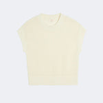 DEMYLEE Marlowe cotton linen knit top in off white with open weave texture and ribbed hem