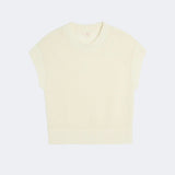 DEMYLEE Marlowe cotton linen knit top in off white with open weave texture and ribbed hem
