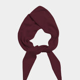 DEMYLEE Nessa Small Cashmere Scarf Garnet tied front product view at YUCCA Denver