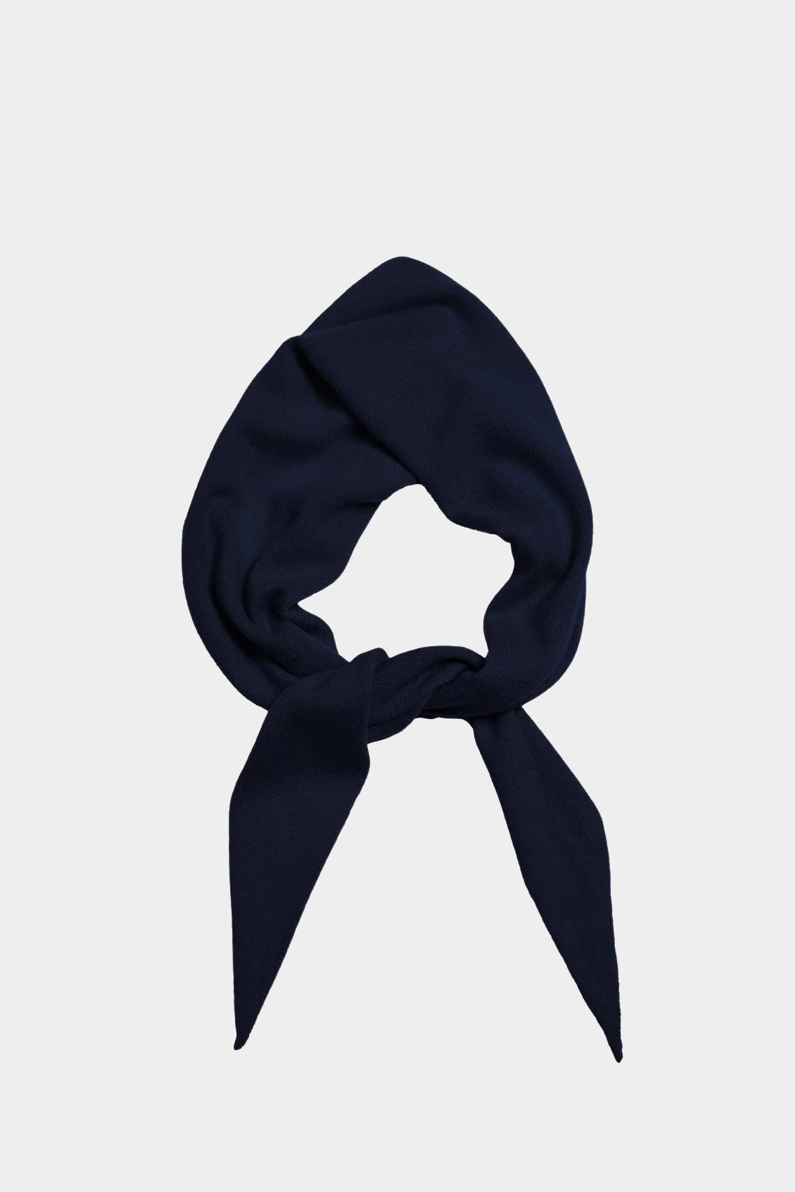 DEMYLEE Nessa Small Cashmere Scarf Navy tied front product view at YUCCA Denver