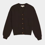 DEMYLEE Vivian Organic Cotton Cardigan Espresso front product view at YUCCA Denver
