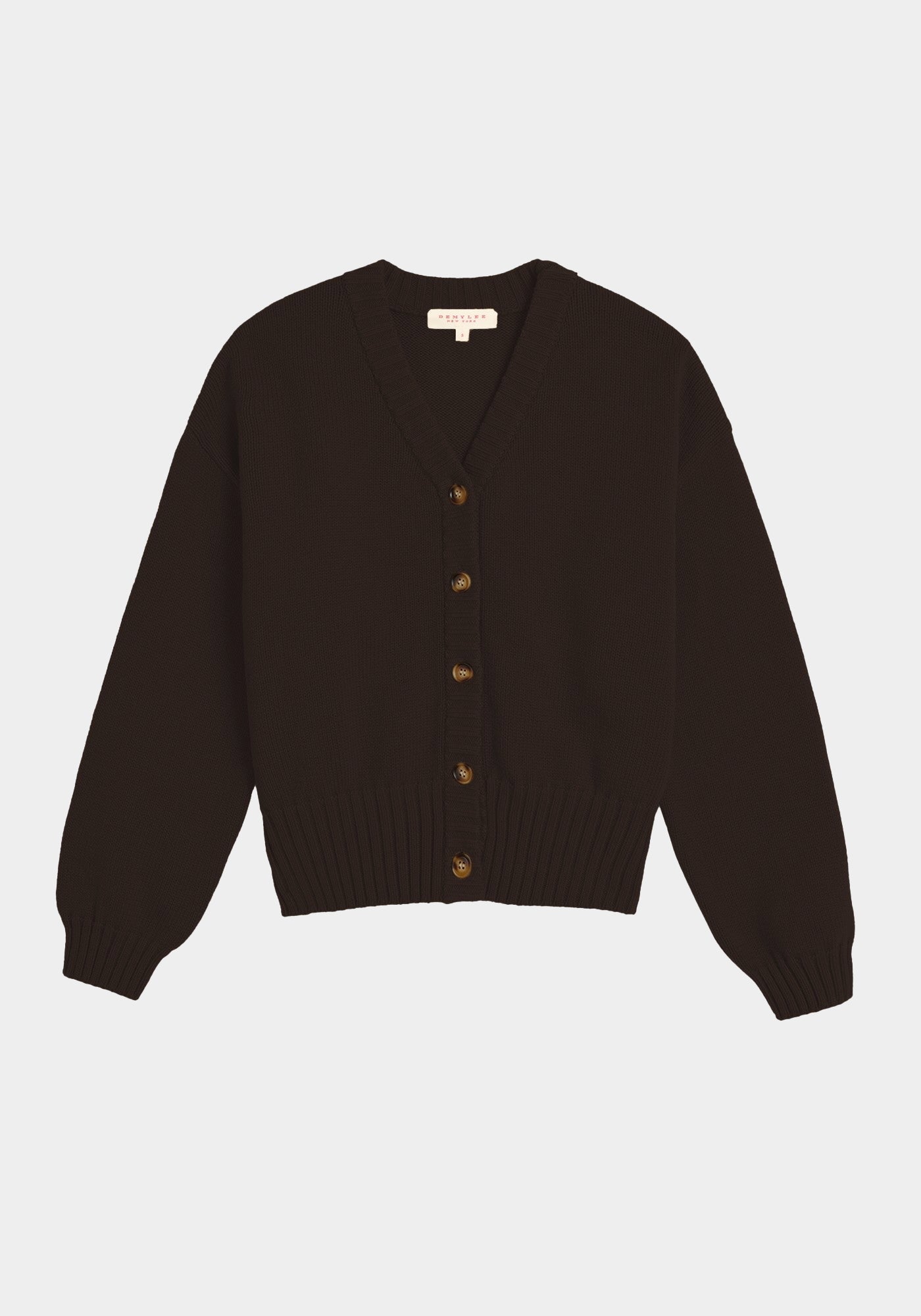 DEMYLEE Vivian Organic Cotton Cardigan Espresso front product view at YUCCA Denver