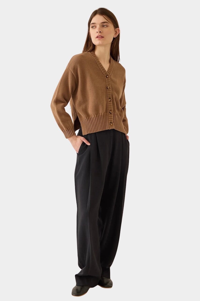 Demylee | Vivian Organic Cotton Cardigan In Toffee - SHOP YUCCA Cardigan DEMYLEE - YUCCA Yucca store Denver, women’s clothing boutique near me, high quality capsule wardrobe, boutiques near me, women’s high quality sweaters