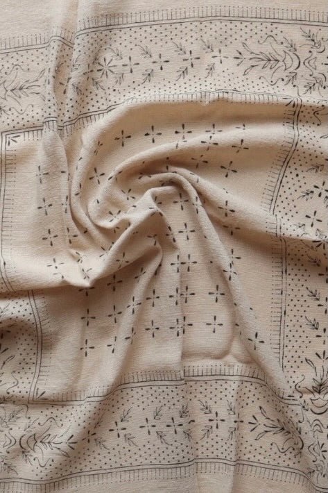 Eco Raw Studio - Raw Silk Bandana - Oatmeal x Black Ink - Bandanas - YUCCA, artistic accessories, boutique near me, shop local denver.