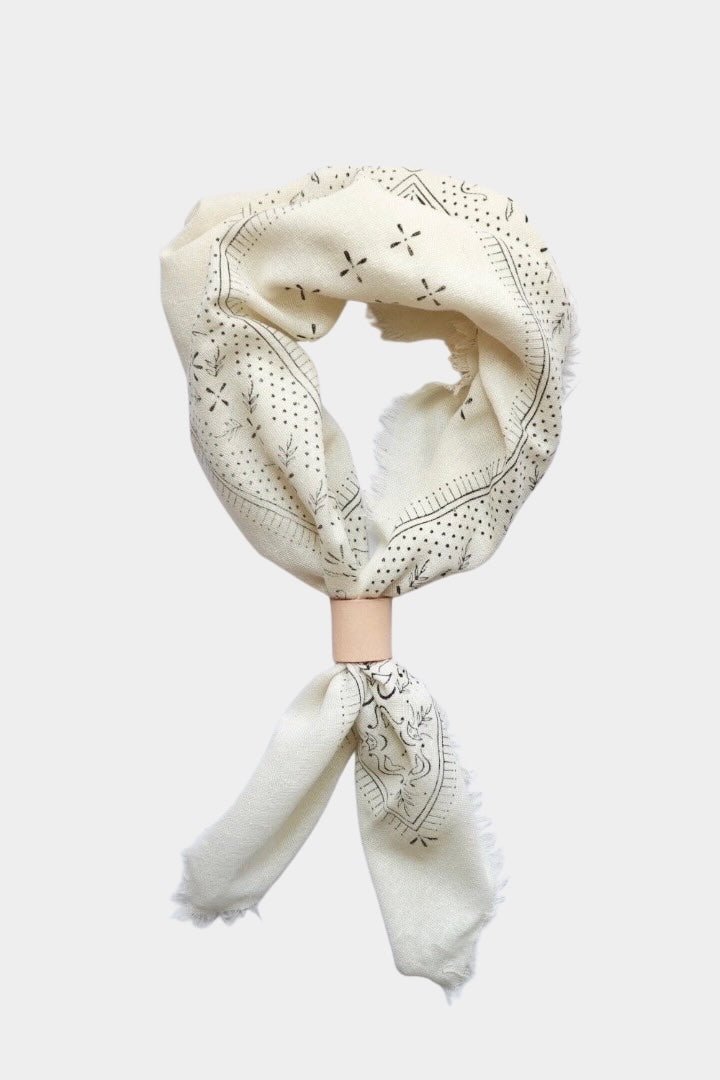 Eco Raw Studio - Raw Silk Bandana - Cream x Black Ink - Bandanas - YUCCA, artistic accessories, boutique near me, shop local denver.