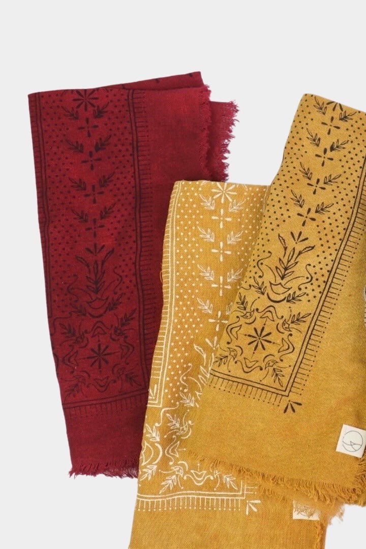 Eco Raw Studio - Raw Silk Bandana - Desert Gold x Black Ink - Bandana - YUCCA, artistic accessories, boutique near me.