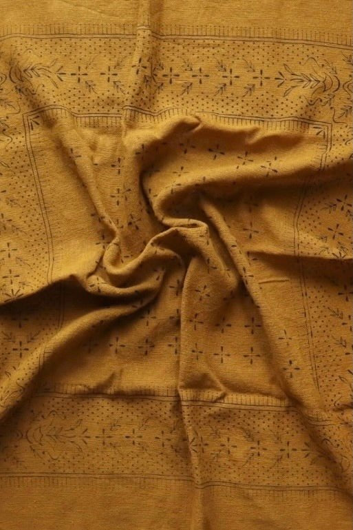 Eco Raw Studio - Raw Silk Bandana - Desert Gold x Black Ink - Bandana - YUCCA, artistic accessories, boutique near me.