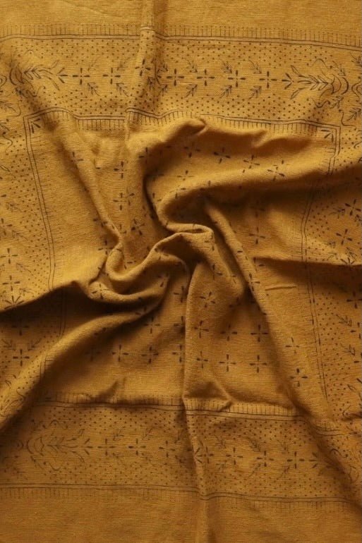 Eco Raw Studio - Raw Silk Bandana - Desert Gold x Black Ink - Bandana - YUCCA, artistic accessories, boutique near me, shop local denver.