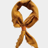 Eco Raw Studio - Raw Silk Bandana - Desert Gold x Black Ink - Bandana - YUCCA, artistic accessories, boutique near me.