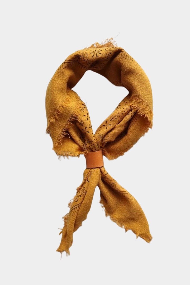 Eco Raw Studio - Raw Silk Bandana - Desert Gold x Black Ink - Bandana - YUCCA, artistic accessories, boutique near me, shop local denver.