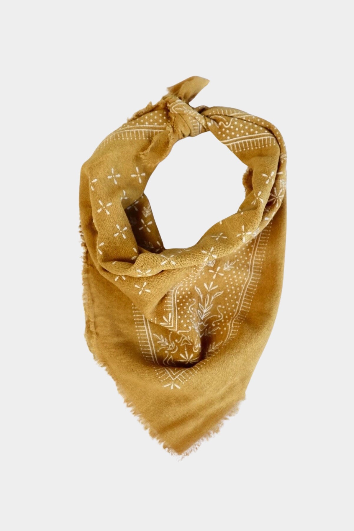Eco Raw Studio - Raw Silk Bandana - Desert Gold x White Ink - Bandana - YUCCA, artistic accessories, boutique near me.