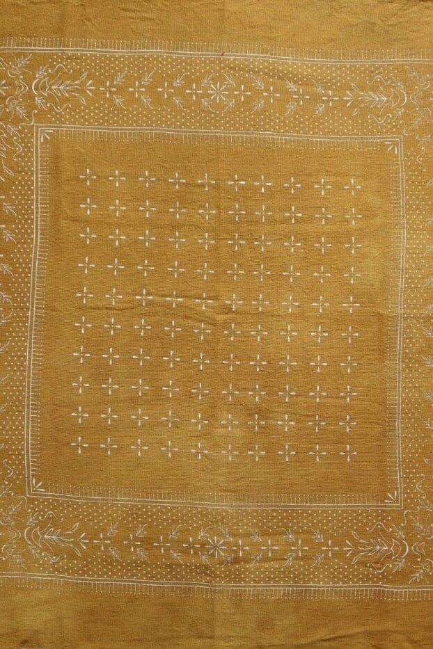 Eco Raw Studio - Raw Silk Bandana - Desert Gold x White Ink - Bandana - YUCCA, artistic accessories, boutique near me.