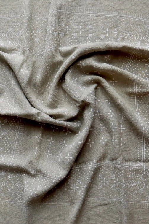 Eco Raw Studio - Raw Silk Bandana - Sage Grey x White Ink - Bandanas - YUCCA, artistic accessories, boutique near me, shop local denver.