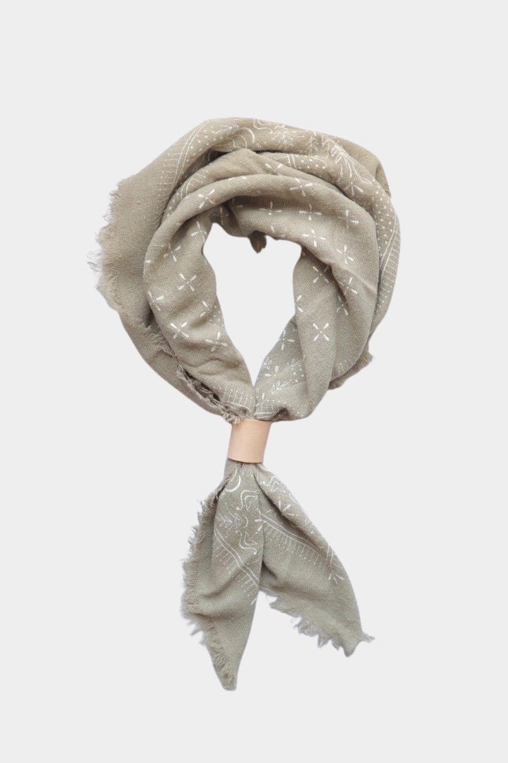 Eco Raw Studio - Raw Silk Bandana - Sage Grey x White Ink - Bandanas - YUCCA, artistic accessories, boutique near me, shop local denver.