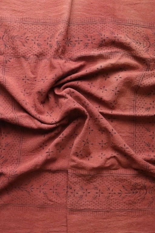 Eco Raw Studio - Raw Silk Bandana - Terracotta x Black Ink - Bandanas - YUCCA, artistic accessories, boutique near me, shop local denver.