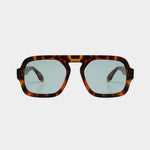 Elisa Johnson Jane sunglasses in brown tortoise acetate with oversized aviator silhouette and mint lenses