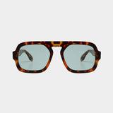 Elisa Johnson Jane sunglasses in brown tortoise acetate with oversized aviator silhouette and mint lenses