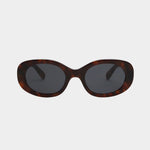 Elisa Johnson Lyna Sunglasses in Brown Tortoise with oversized oval acetate frames and black lenses