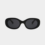 Elisa Johnson Lyna Sunglasses in Black with oversized oval acetate frames and dark lenses