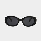 Elisa Johnson Lyna Sunglasses in Black with oversized oval acetate frames and dark lenses