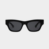 Elisa Johnson Rae sunglasses in gloss black acetate with square silhouette and black lenses