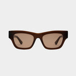 Elisa Johnson Rae sunglasses in gloss brown acetate with square silhouette and brown tinted lenses