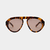 Elisa Johnson Val Sunglasses Brown Tortoise oversized angular aviator sunglasses front view