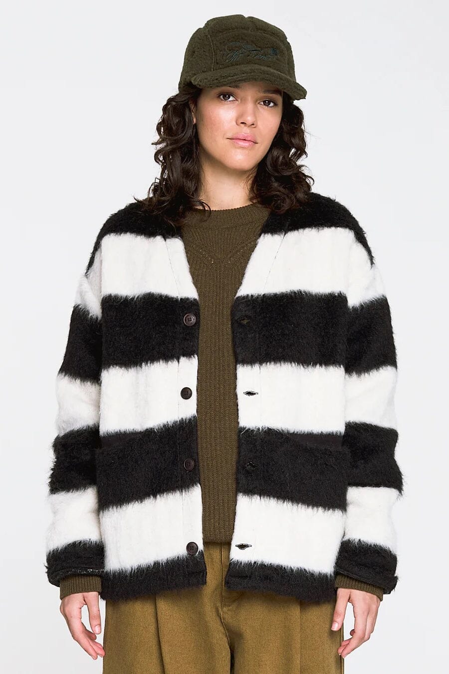 Girls Of Dust | Basic Cardigan In Mohair Stripes - SHOP YUCCA Coats & Jackets GIRLS OF DUST - YUCCA 