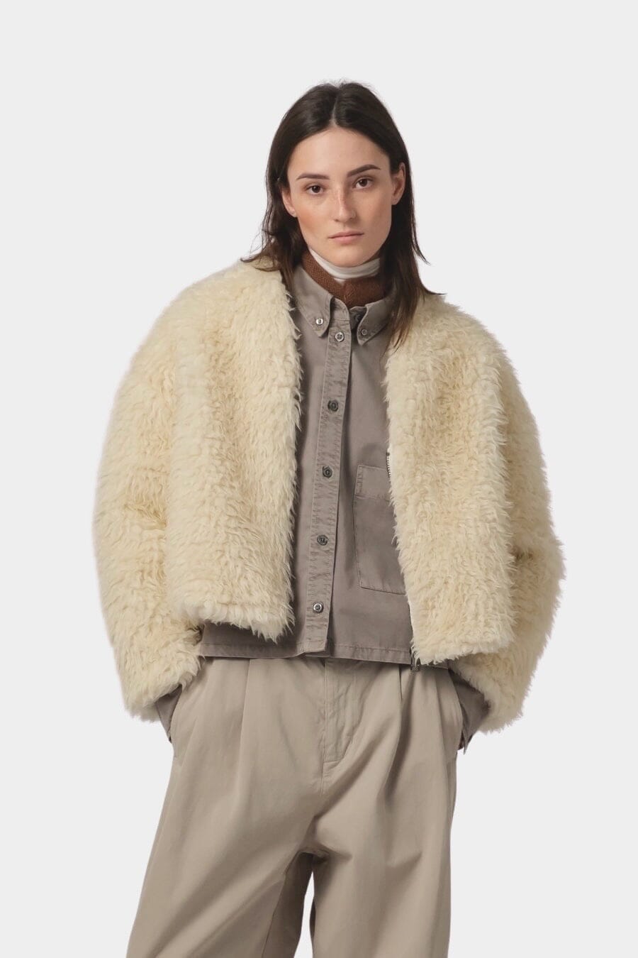 Girls Of Dust - Shetland Jacket Alaska Fluff - Ecru - Jacket & Coats - YUCCA, Women’s clothing store Denver, shop local.