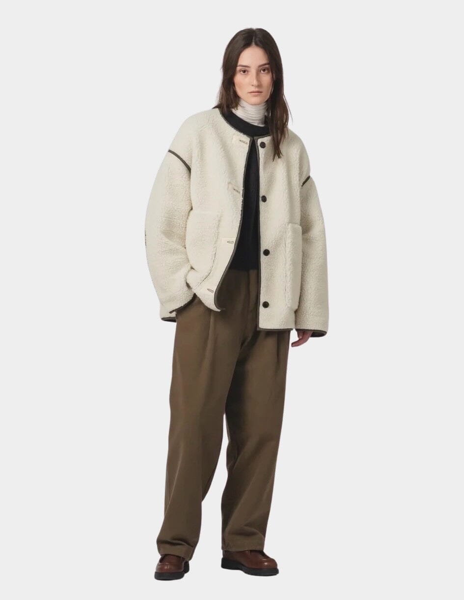 Girls Of Dust | Solar Reversible Jacket - Fossil/Off White - YUCCA Jacket & Coats, women’s clothing website.