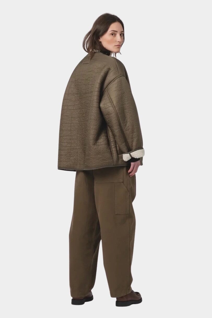 Girls Of Dust | Solar Reversible Jacket - Fossil/Off White - YUCCA Jacket & Coats, women’s clothing website.